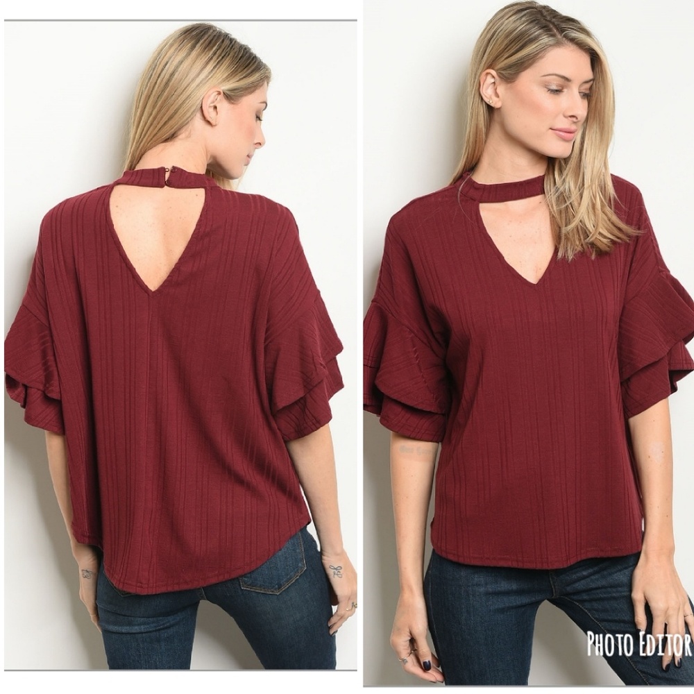 Choker Neck Ribbed Top